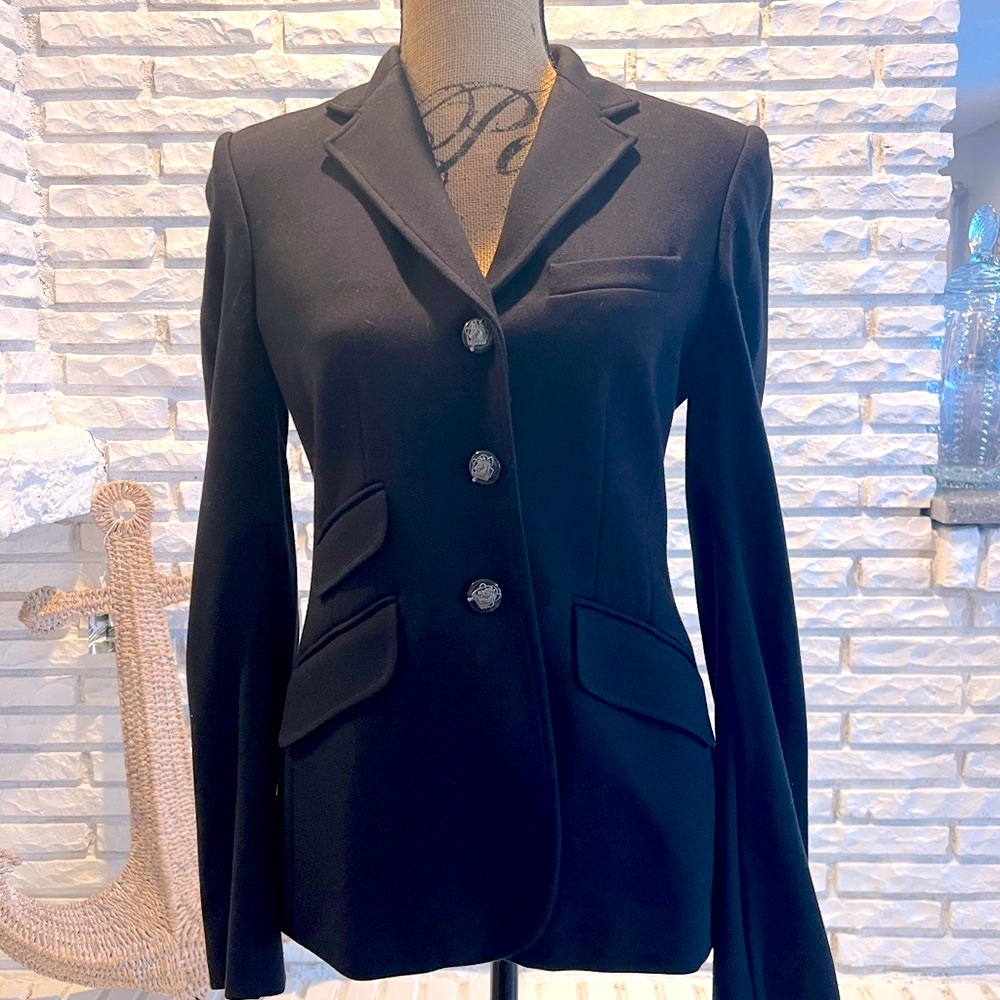 Lauren Ralph Lauren Equestrian Point Knit Stretch Blazer Sz 4 - Picture 2 of 10